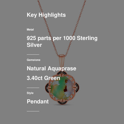 3 1/2 cts Green Aquaprase and Topaz Necklace in Sterling Silver Plated Rose Gold by Le Vian
