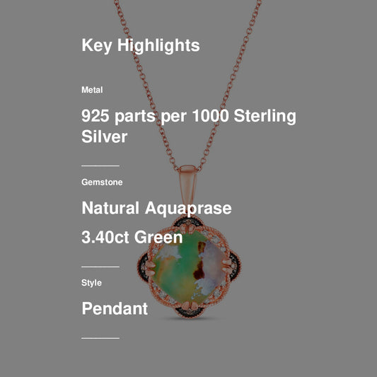 3 1/2 cts Green Aquaprase and Topaz Necklace in Sterling Silver Plated Rose Gold by Le Vian