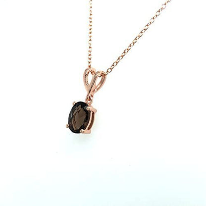 1 cts Brown Smoky Quartz Necklace in Sterling Silver Plated Rose Gold by Le Vian - BirthStone.com