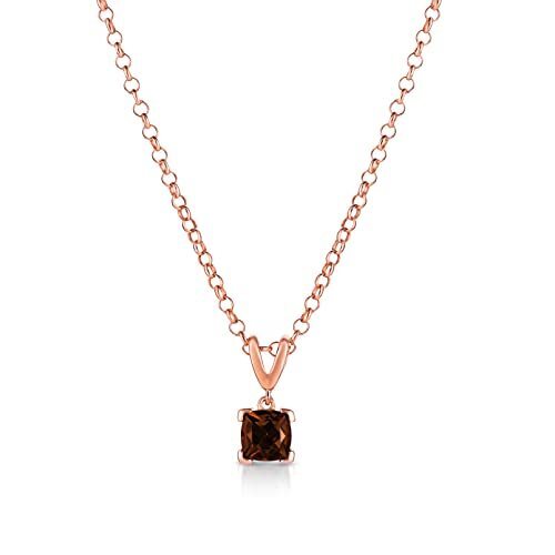 2/3 cts Brown Smoky Quartz Necklace in Sterling Silver Plated Rose Gold by Le Vian - BirthStone.com