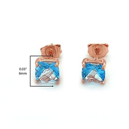 1 5/8 cts Blue Topaz Earrings in Sterling Silver Plated Rose Gold by Le Vian - BirthStone.com