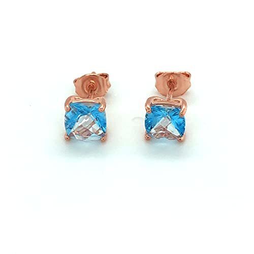 1 5/8 cts Blue Topaz Earrings in Sterling Silver Plated Rose Gold by Le Vian - BirthStone.com