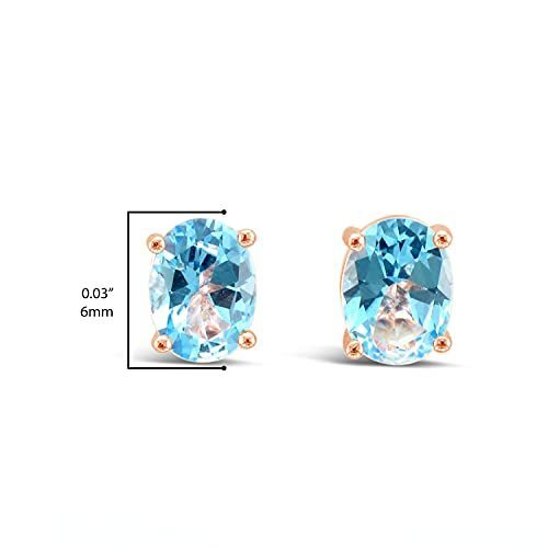 2 cts Blue Topaz Earrings in Sterling Silver Plated Rose Gold by Le Vian - BirthStone.com