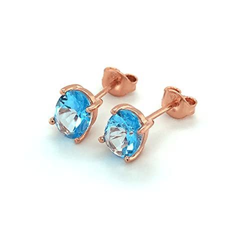 2 cts Blue Topaz Earrings in Sterling Silver Plated Rose Gold by Le Vian - BirthStone.com