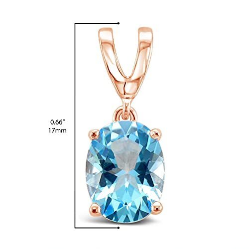 2 cts Blue Topaz Necklace in Sterling Silver Plated Rose Gold by Le Vian - BirthStone.com