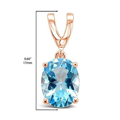 2 cts Blue Topaz Necklace in Sterling Silver Plated Rose Gold by Le Vian - BirthStone.com