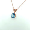 LeVian 14K Rose Gold Plated .925 Sterling Silver Oval Cut Blue Topaz V Bail Drop Pendant Necklace with Cable Chain - 18?