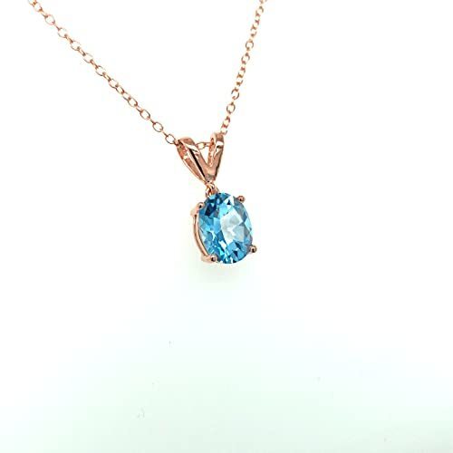 2 cts Blue Topaz Necklace in Sterling Silver Plated Rose Gold by Le Vian - BirthStone.com