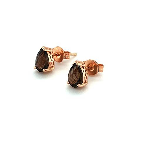 1 cts Brown Smoky Quartz Earrings in Sterling Silver Plated Rose Gold by Le Vian - BirthStone.com