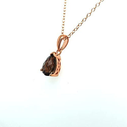 3/4 cts Brown Smoky Quartz Necklace in Sterling Silver Plated Rose Gold by Le Vian - BirthStone.com