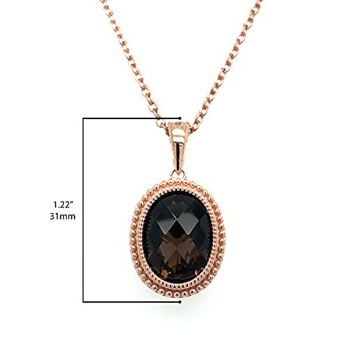 8 cts Brown Smoky Quartz Necklace in Sterling Silver Plated Rose Gold by Le Vian - BirthStone.com