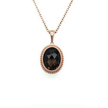 8 cts Brown Smoky Quartz Necklace in Sterling Silver Plated Rose Gold by Le Vian - BirthStone.com