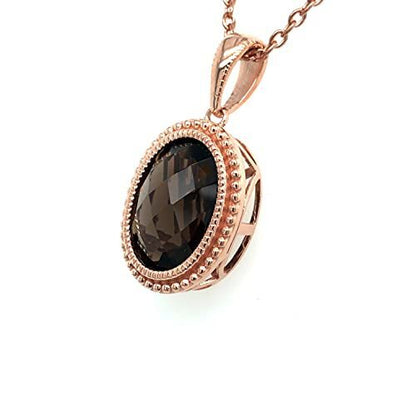 8 cts Brown Smoky Quartz Necklace in Sterling Silver Plated Rose Gold by Le Vian - BirthStone.com