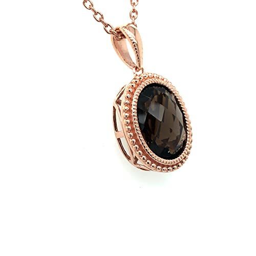 8 cts Brown Smoky Quartz Necklace in Sterling Silver Plated Rose Gold by Le Vian - BirthStone.com