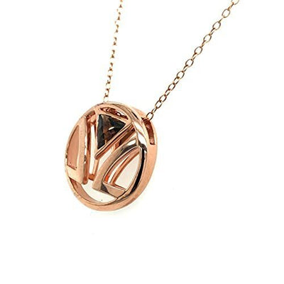 LeVian 14K Rose Gold Plated .925 Sterling Silver Triangle Shape Checkerboard Cut Brown Smoky Quartz 3/4" Logo Pendant Necklace with Cable Chain - 18?