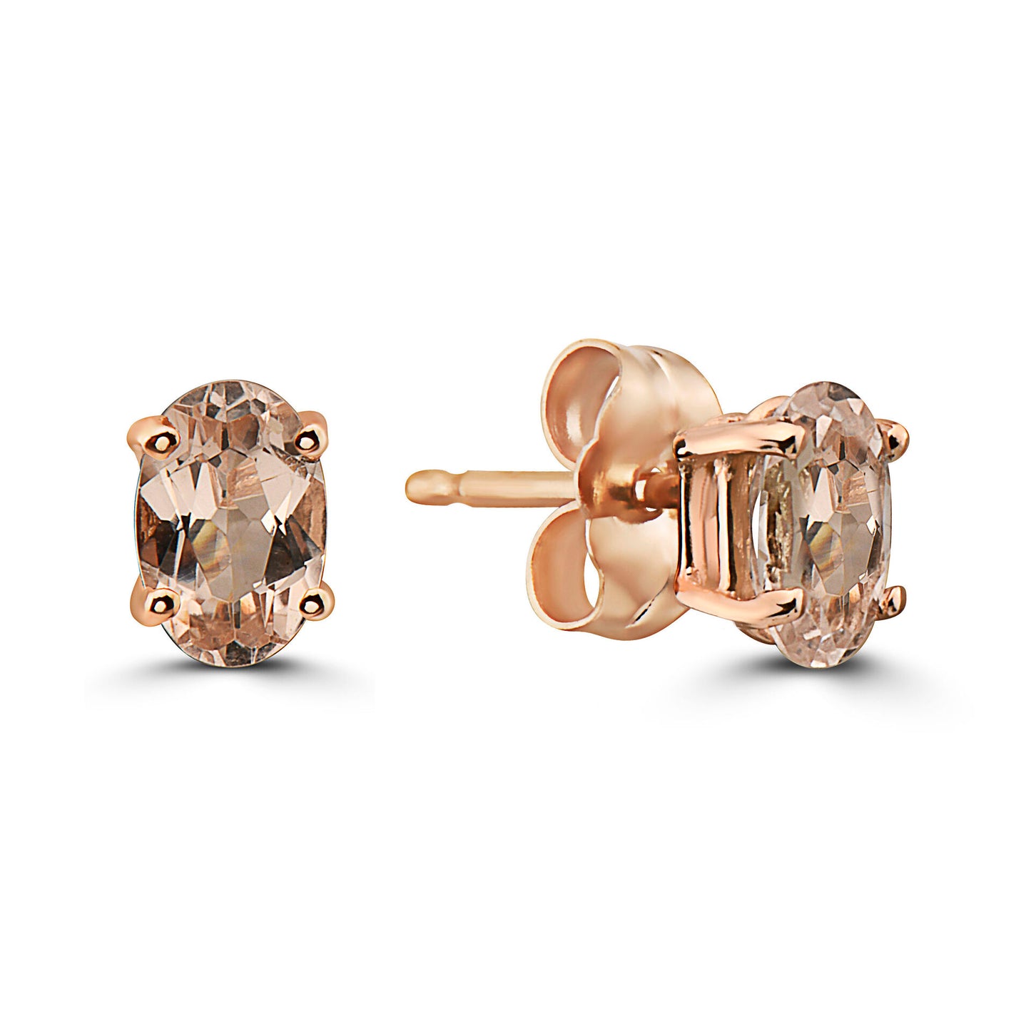 5/8 cts Pink Morganite Earrings in 14K Rose Gold by Birthstone - BirthStone.com