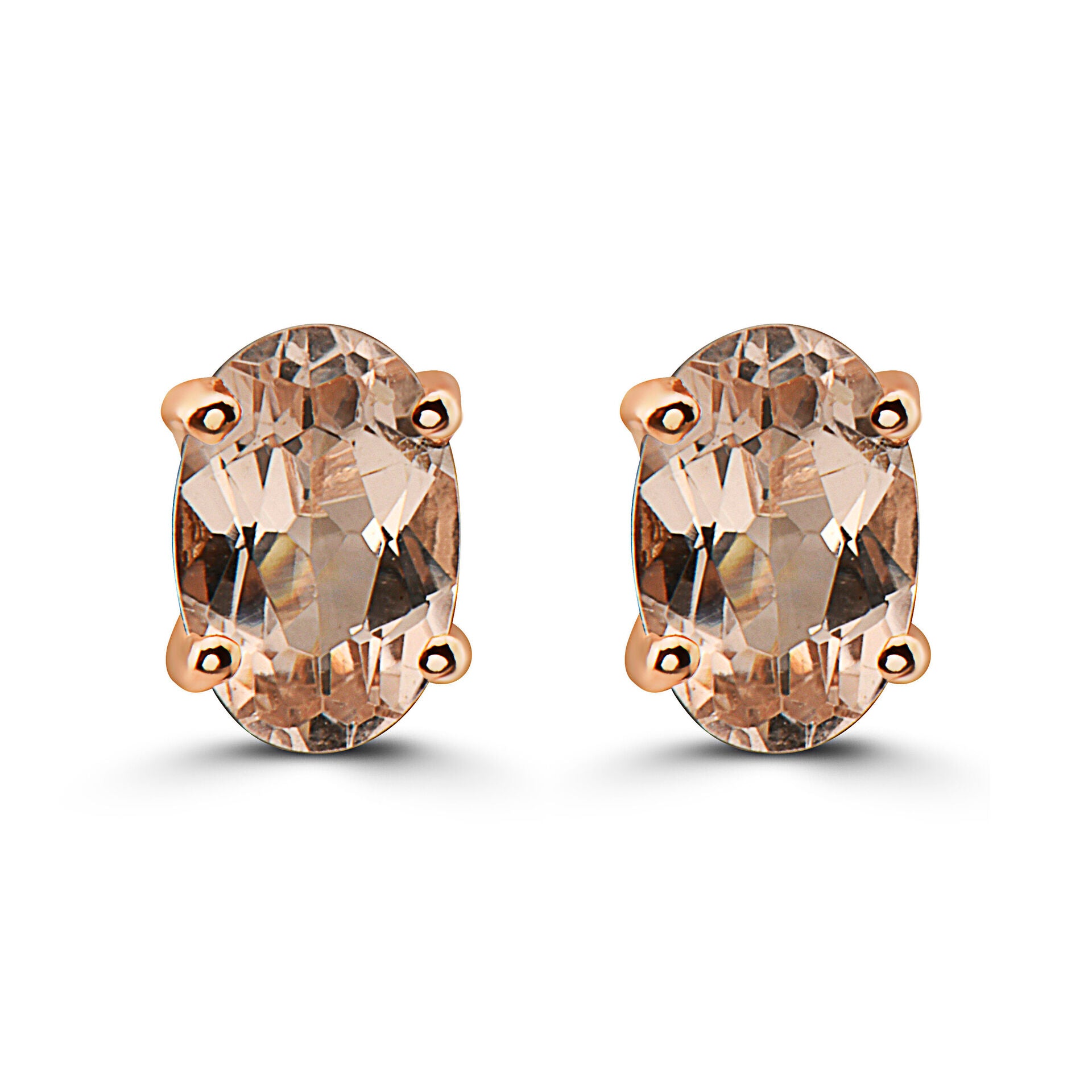 5/8 cts Pink Morganite Earrings in 14K Rose Gold by Birthstone - BirthStone.com