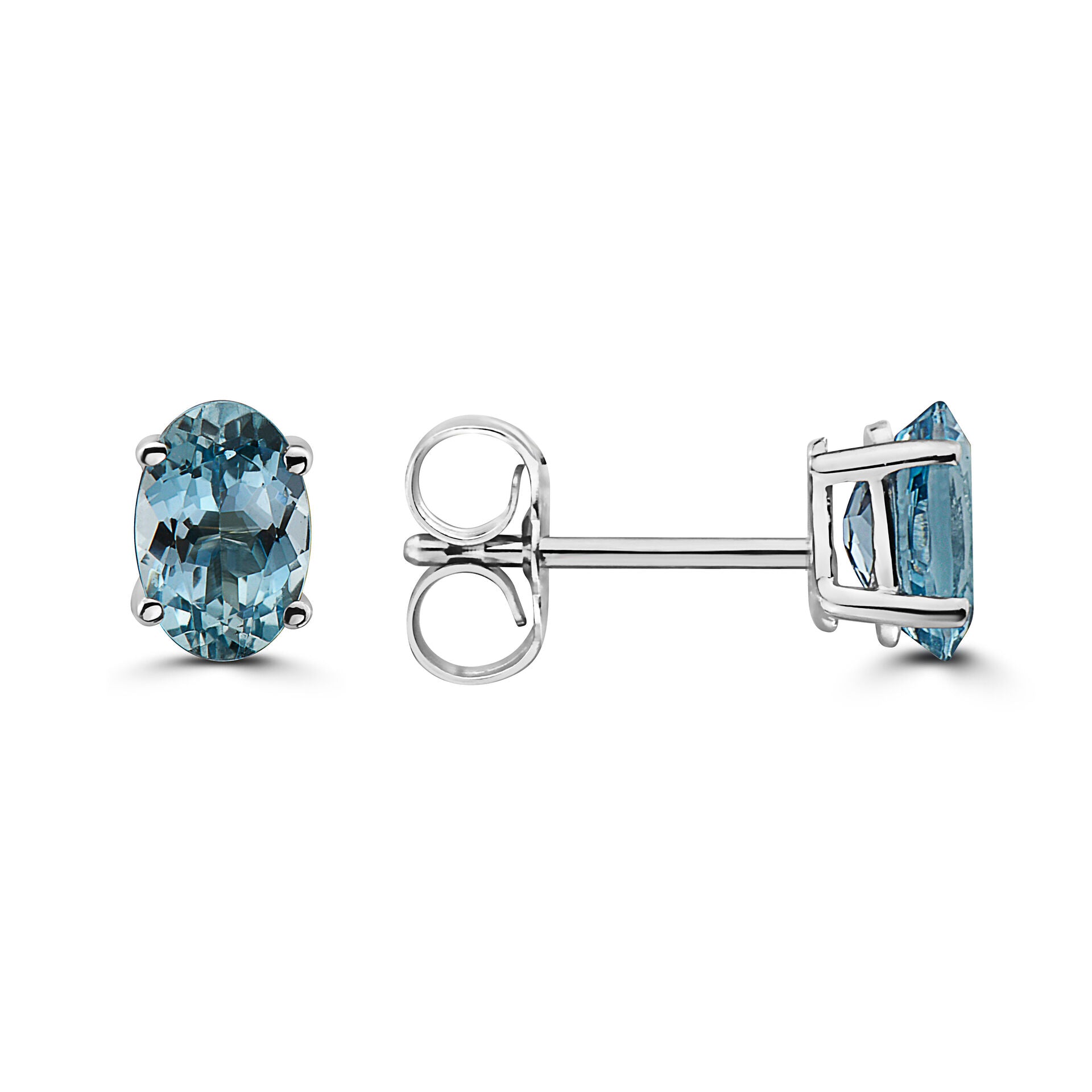 2/3 cts Blue Aquamarine Earrings in 14K White Gold by Birthstone - BirthStone.com