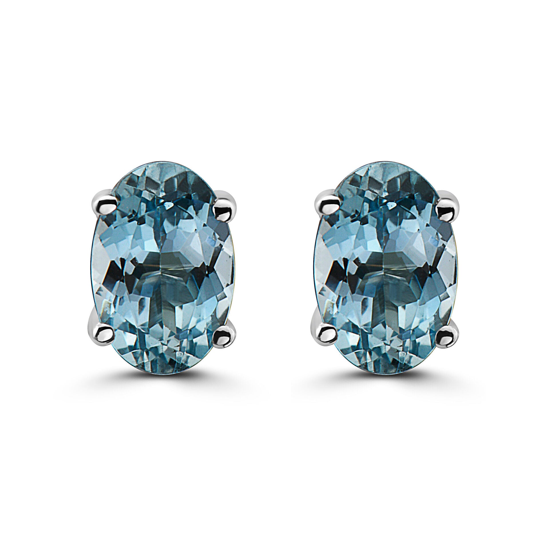 2/3 cts Blue Aquamarine Earrings in 14K White Gold by Birthstone - BirthStone.com