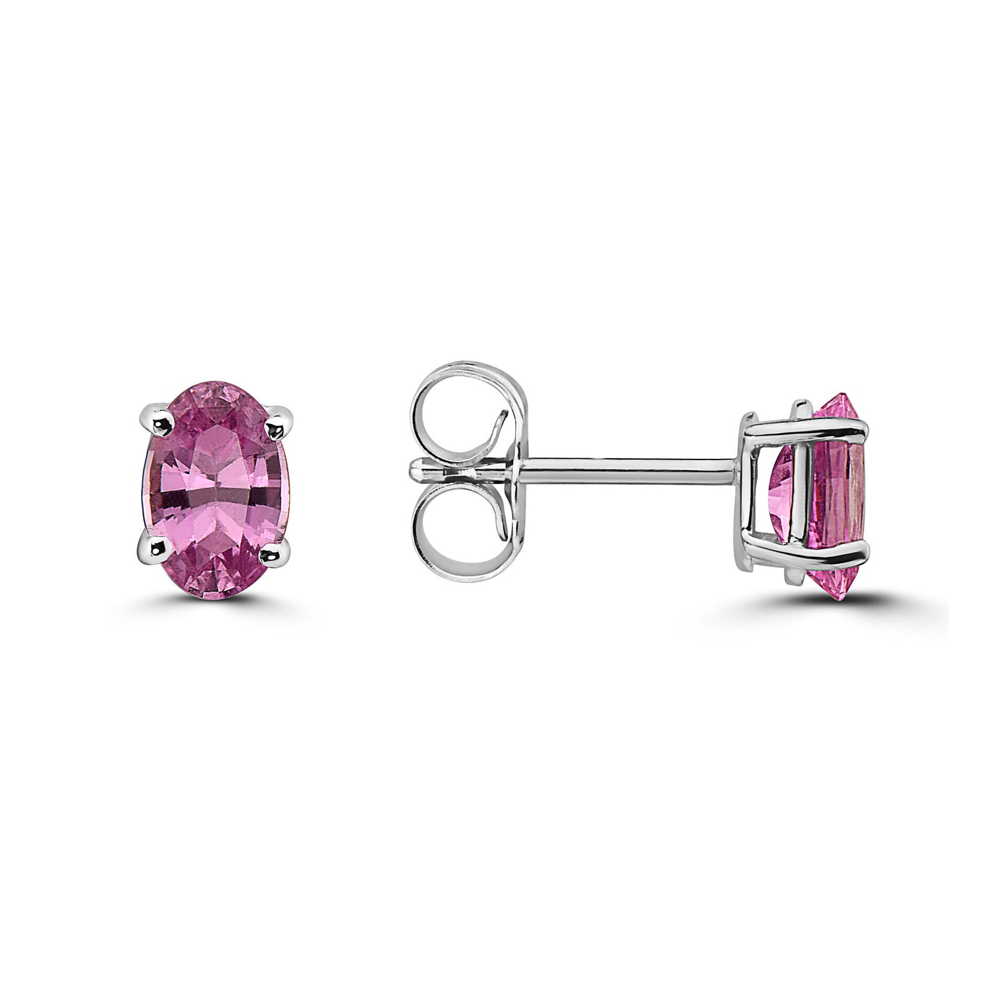 7/8 cts Pink Sapphire Earrings in 14K White Gold by Birthstone - BirthStone.com