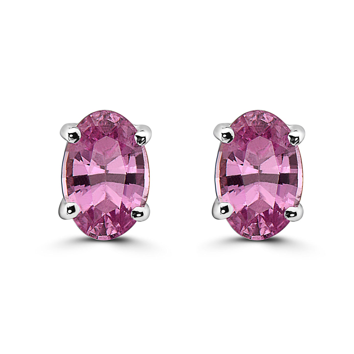 7/8 cts Pink Sapphire Earrings in 14K White Gold by Birthstone - BirthStone.com