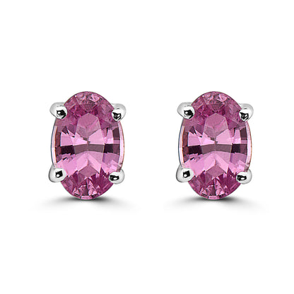 7/8 cts Pink Sapphire Earrings in 14K White Gold by Birthstone - BirthStone.com