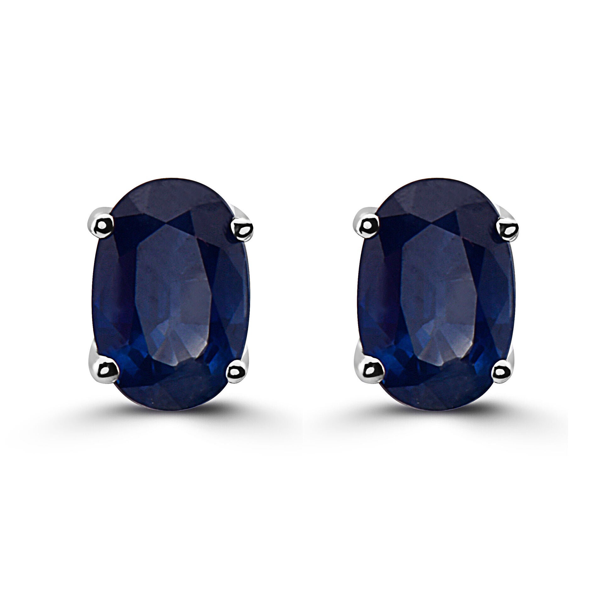 1 1/8 cts Blue Sapphire Earrings in 14K White Gold by Birthstone - BirthStone.com