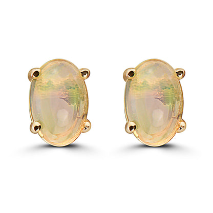 1/2 cts Multi-Color Opal Earrings in 14K Yellow Gold by Birthstone - BirthStone.com