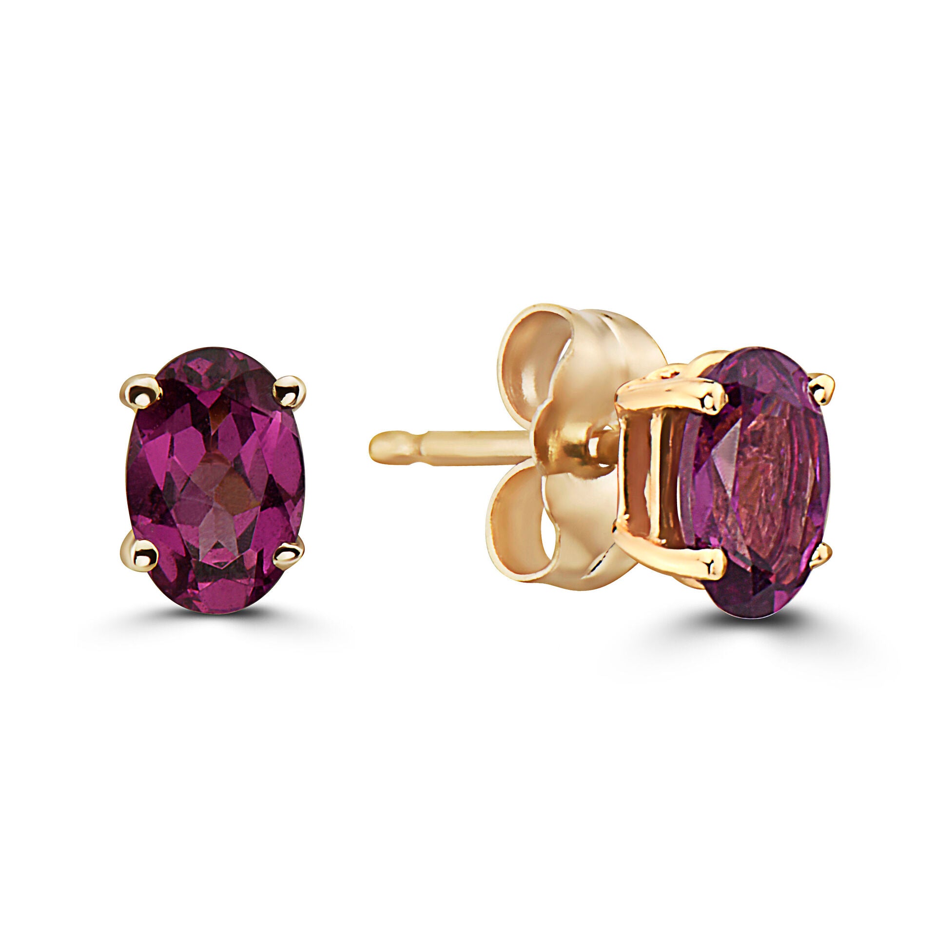 1 cts Red Rhodolite Garnet Earrings in 14K Yellow Gold by Birthstone - BirthStone.com