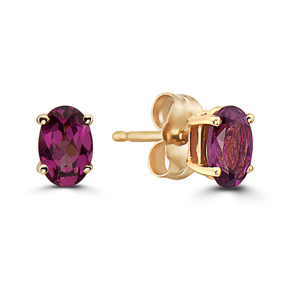 1 cts Red Rhodolite Garnet Earrings in 14K Yellow Gold by Birthstone - BirthStone.com