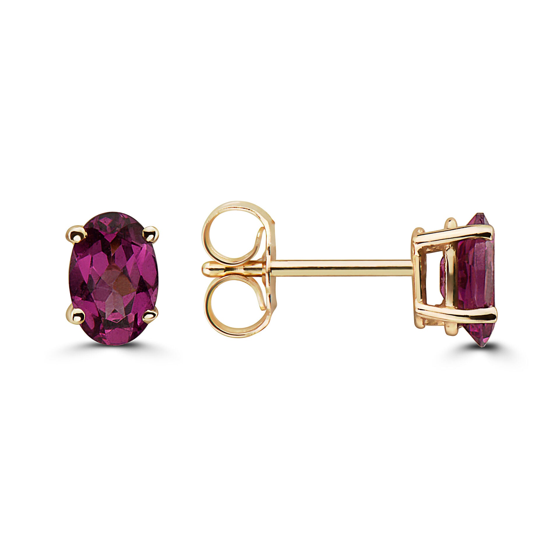 1 cts Red Rhodolite Garnet Earrings in 14K Yellow Gold by Birthstone - BirthStone.com