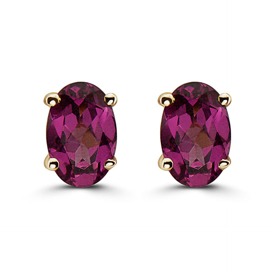 1 cts Red Rhodolite Garnet Earrings in 14K Yellow Gold by Birthstone - BirthStone.com