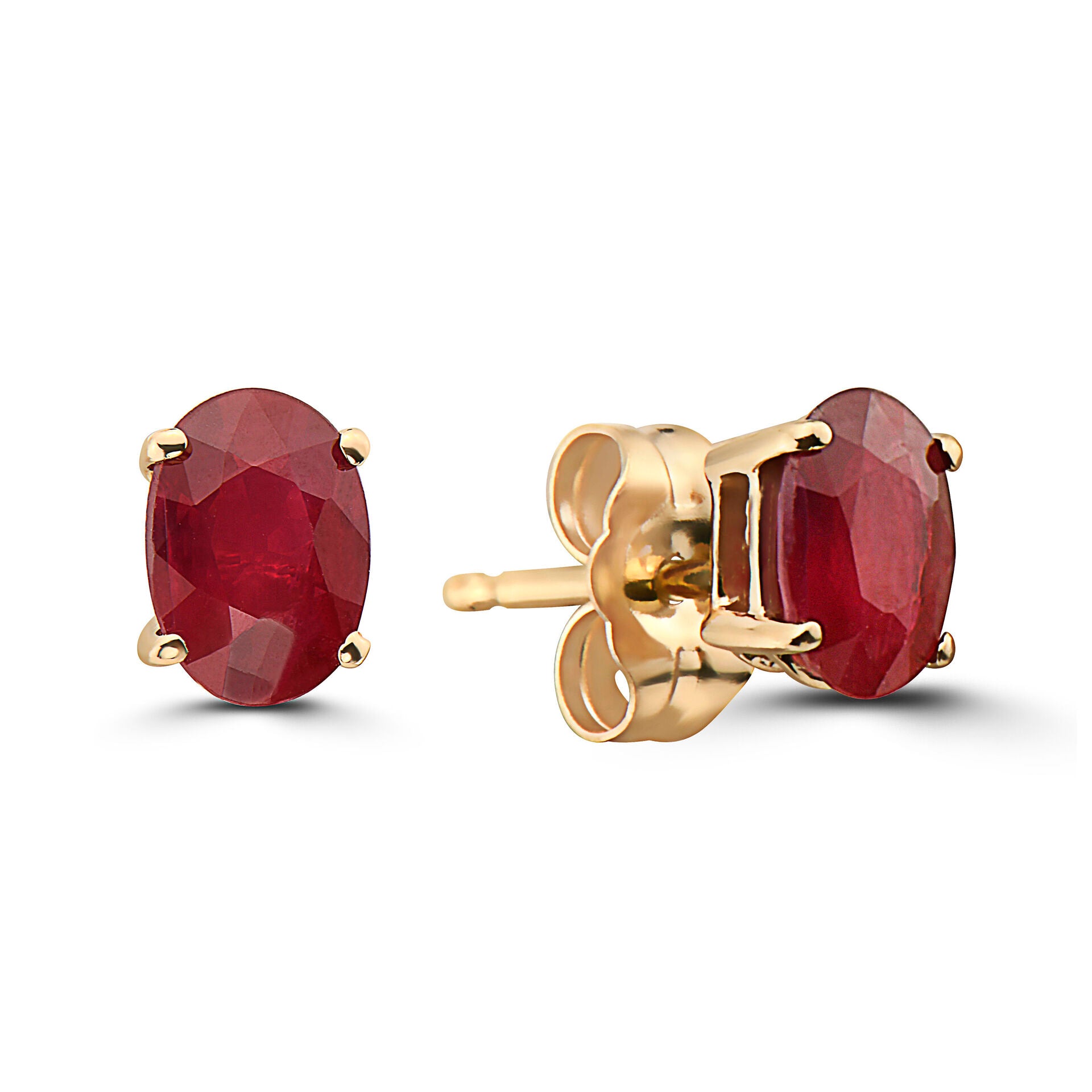 7/8 cts Red Ruby Earrings in 14K Yellow Gold by Birthstone - BirthStone.com