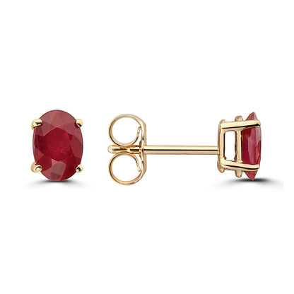 7/8 cts Red Ruby Earrings in 14K Yellow Gold by Birthstone - BirthStone.com