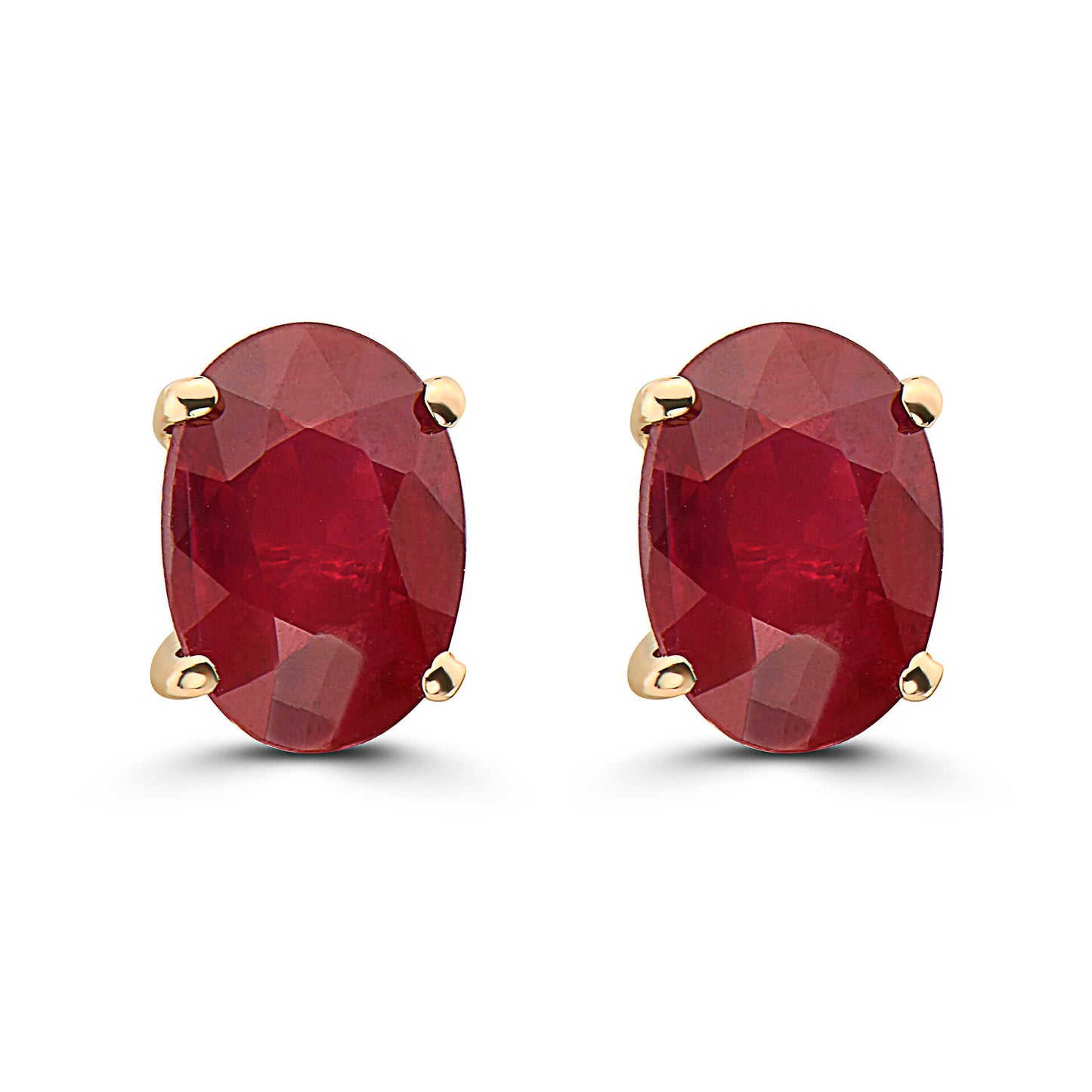 7/8 cts Red Ruby Earrings in 14K Yellow Gold by Birthstone - BirthStone.com