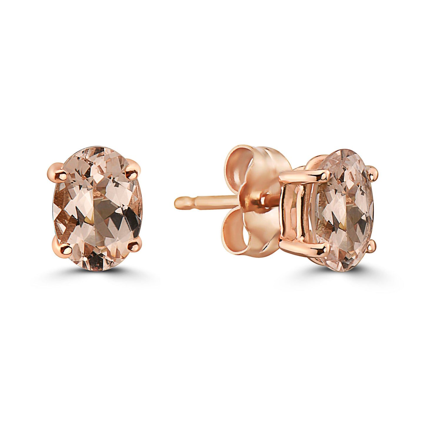 1/2 cts Pink Morganite Earrings in 14K Rose Gold by Birthstone - BirthStone.com