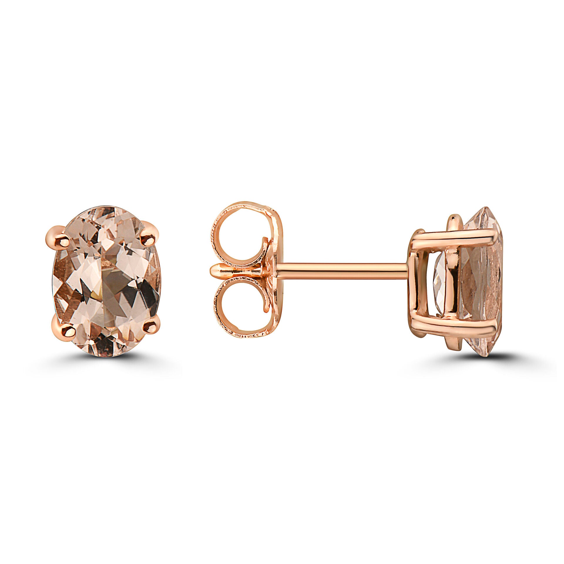 1/2 cts Pink Morganite Earrings in 14K Rose Gold by Birthstone - BirthStone.com