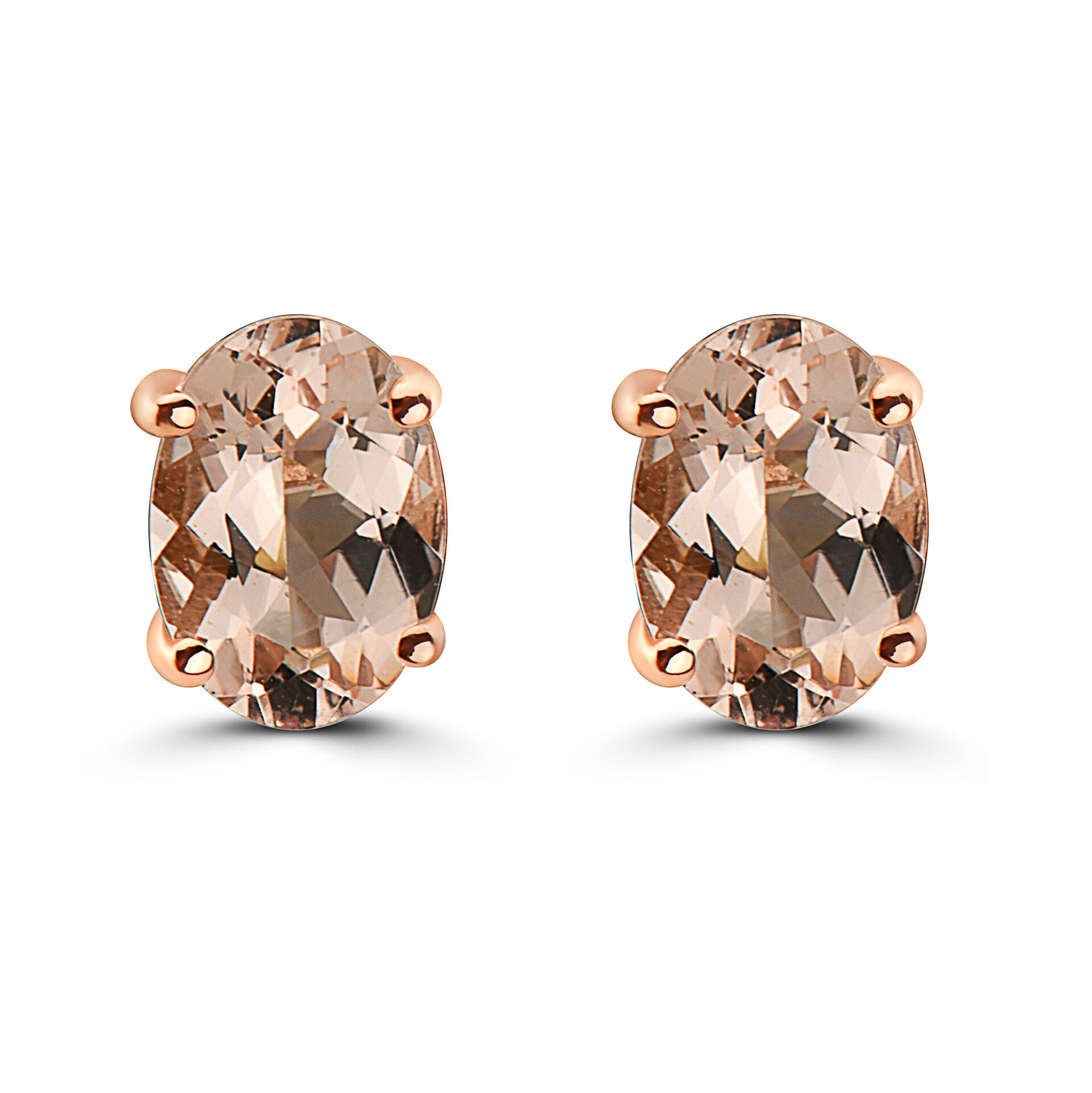 1/2 cts Pink Morganite Earrings in 14K Rose Gold by Birthstone - BirthStone.com