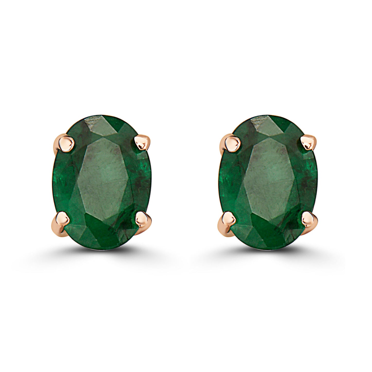 1 1/3 cts Green Emerald Earrings in 14K Rose Gold by Birthstone - BirthStone.com