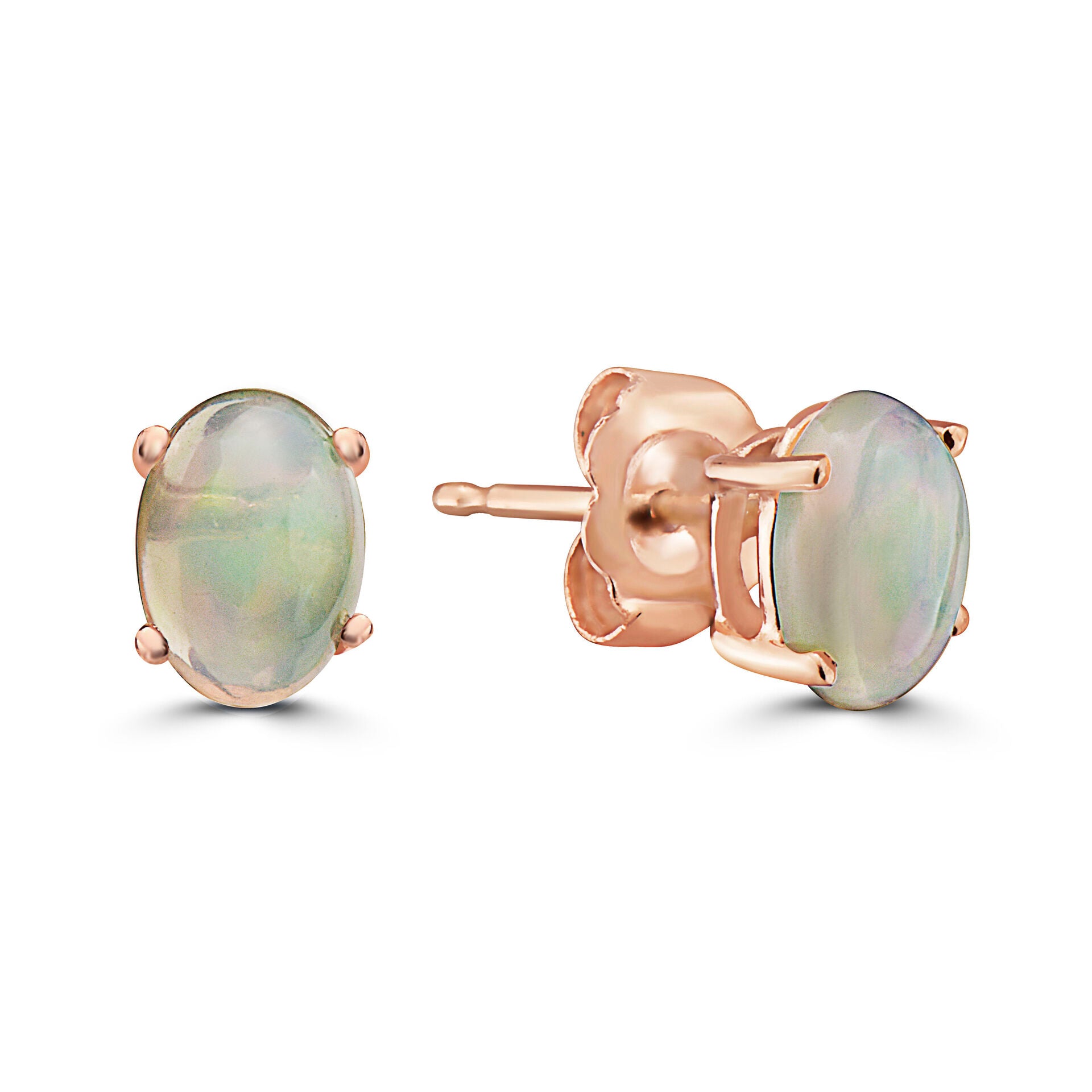 3/4 cts Multi-Color Opal Earrings in 14K Rose Gold by Birthstone - BirthStone.com