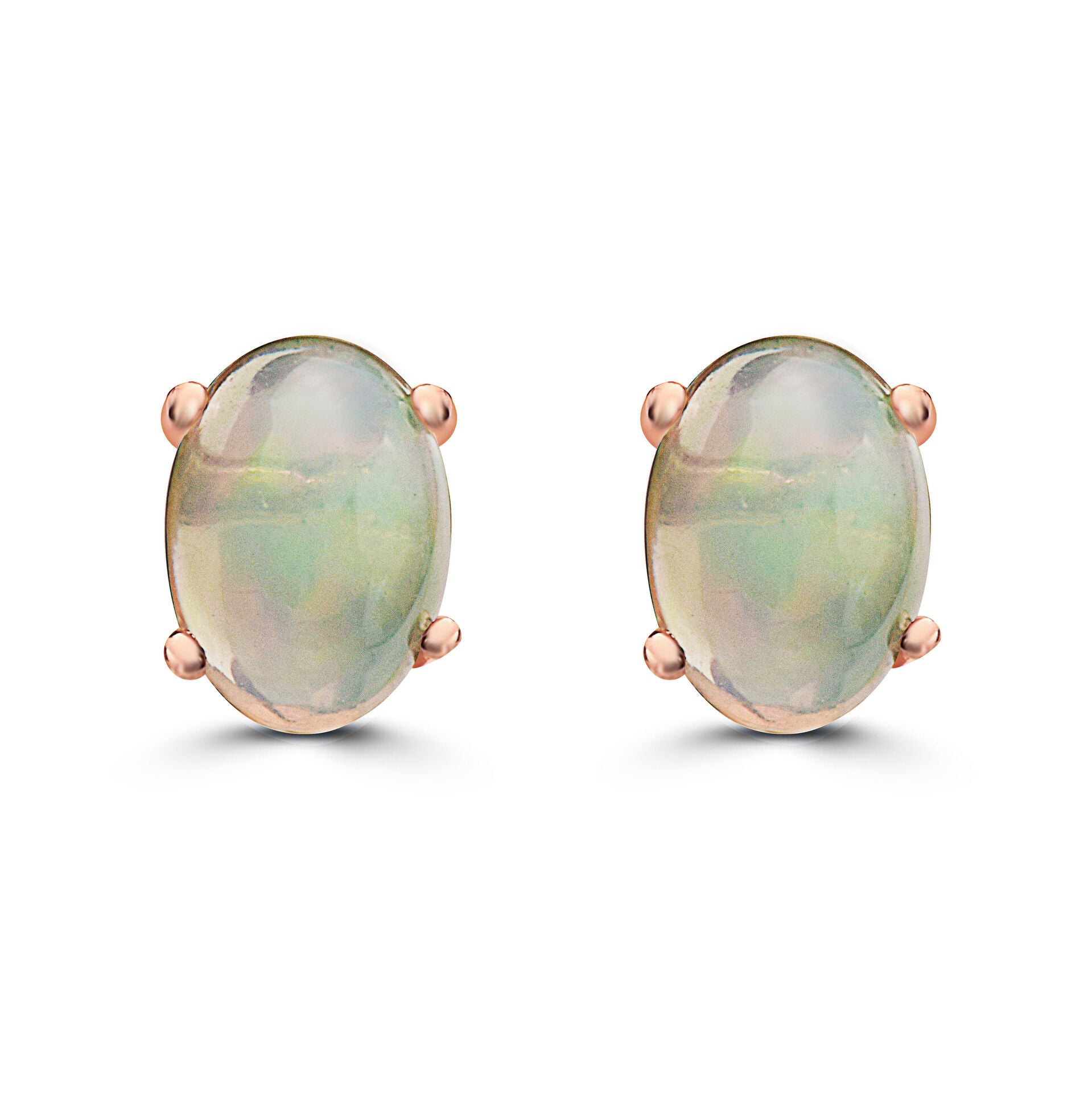 3/4 cts Multi-Color Opal Earrings in 14K Rose Gold by Birthstone - BirthStone.com