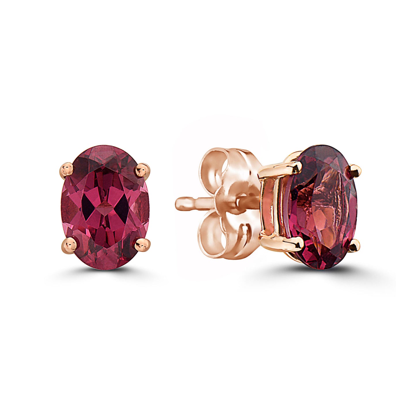 3/4 cts Red Rhodolite Garnet Earrings in 14K Rose Gold by Birthstone - BirthStone.com