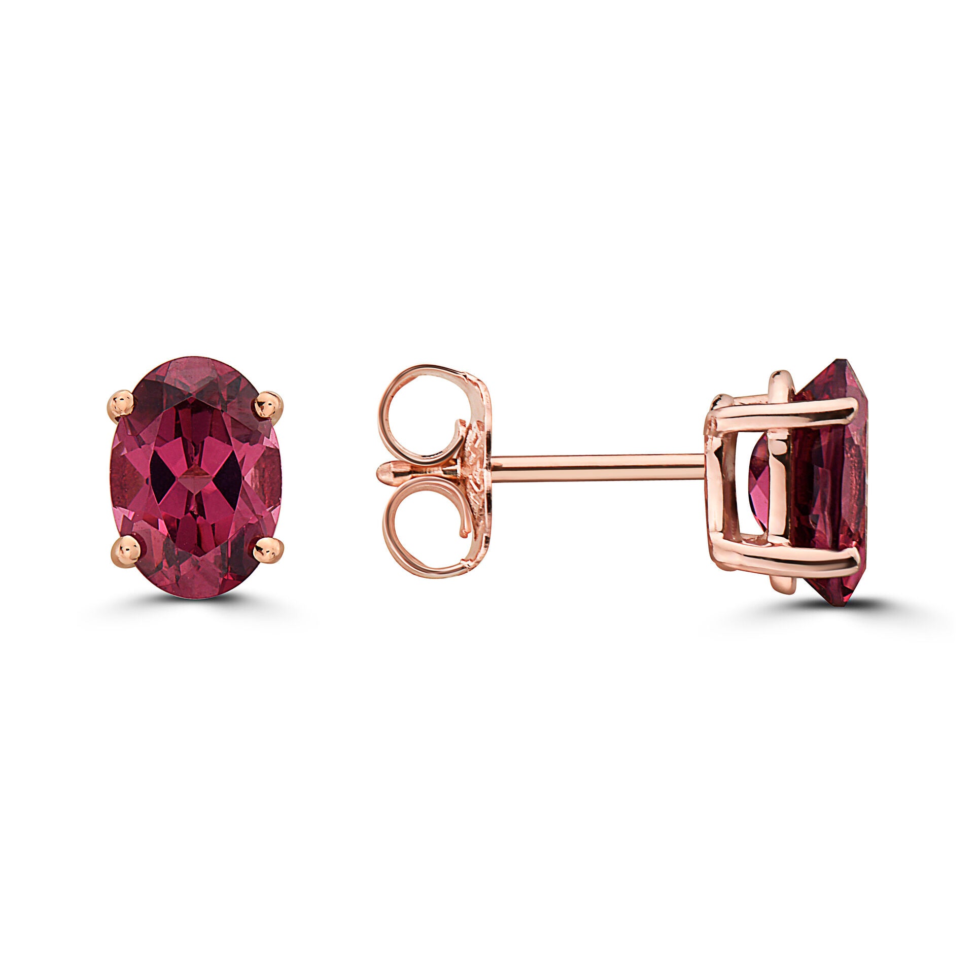 3/4 cts Red Rhodolite Garnet Earrings in 14K Rose Gold by Birthstone - BirthStone.com