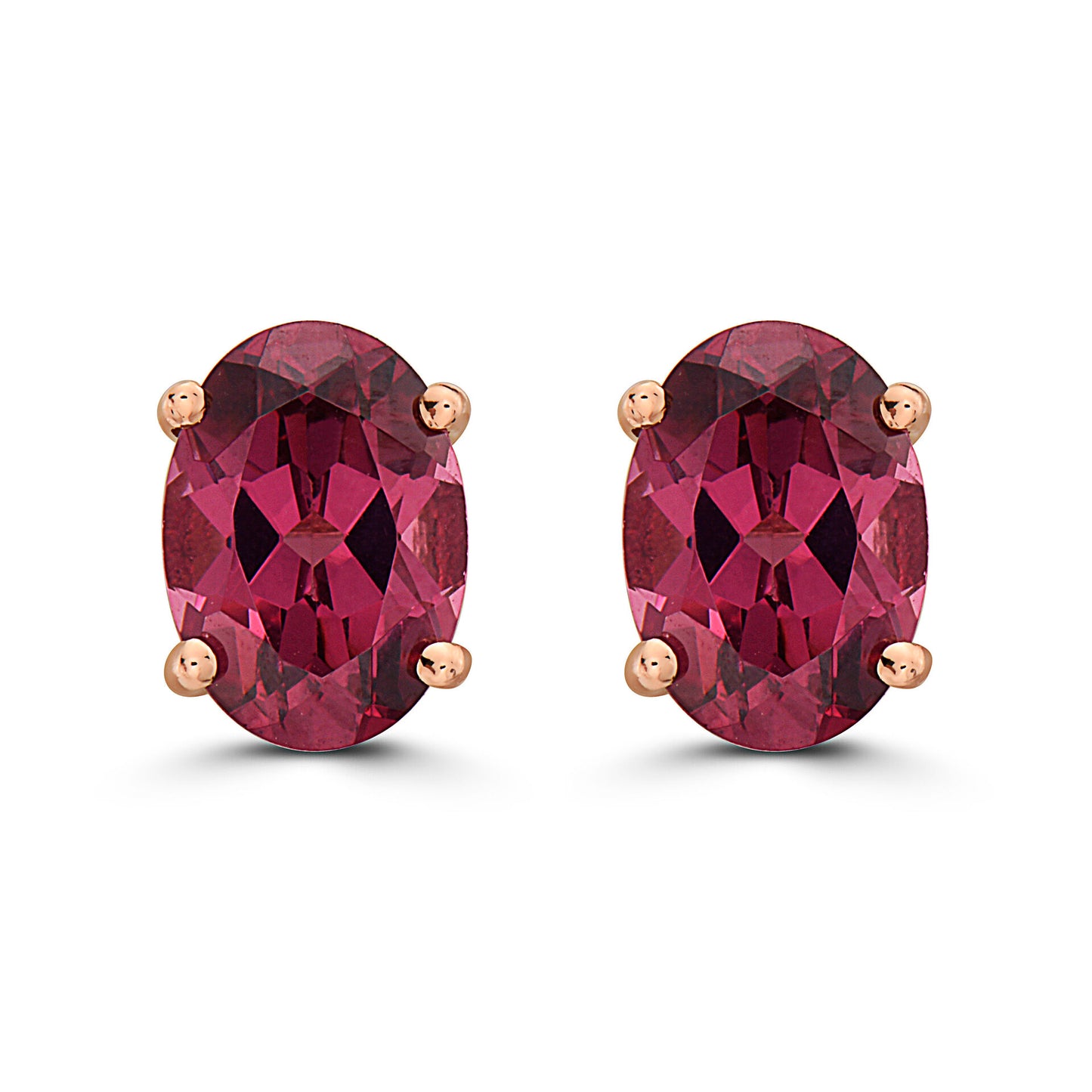 3/4 cts Red Rhodolite Garnet Earrings in 14K Rose Gold by Birthstone - BirthStone.com