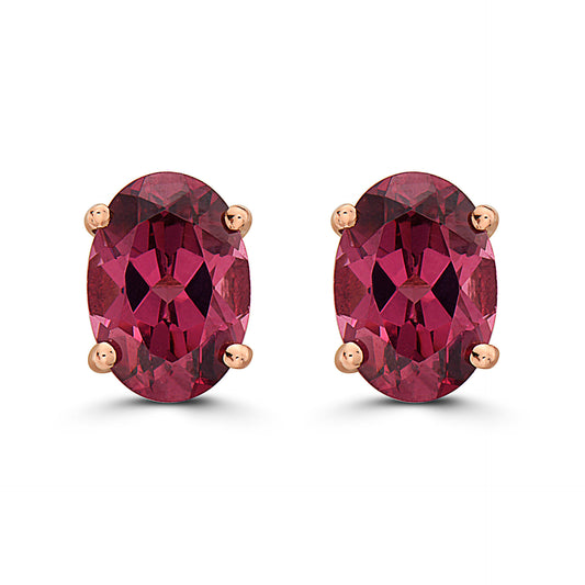 3/4 cts Red Rhodolite Garnet Earrings in 14K Rose Gold by Birthstone - BirthStone.com