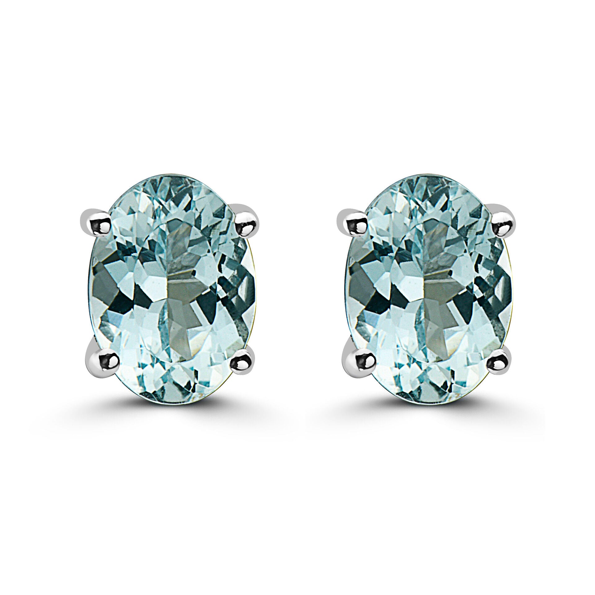 1/2 cts Blue Aquamarine Earrings in 14K White Gold by Birthstone - BirthStone.com