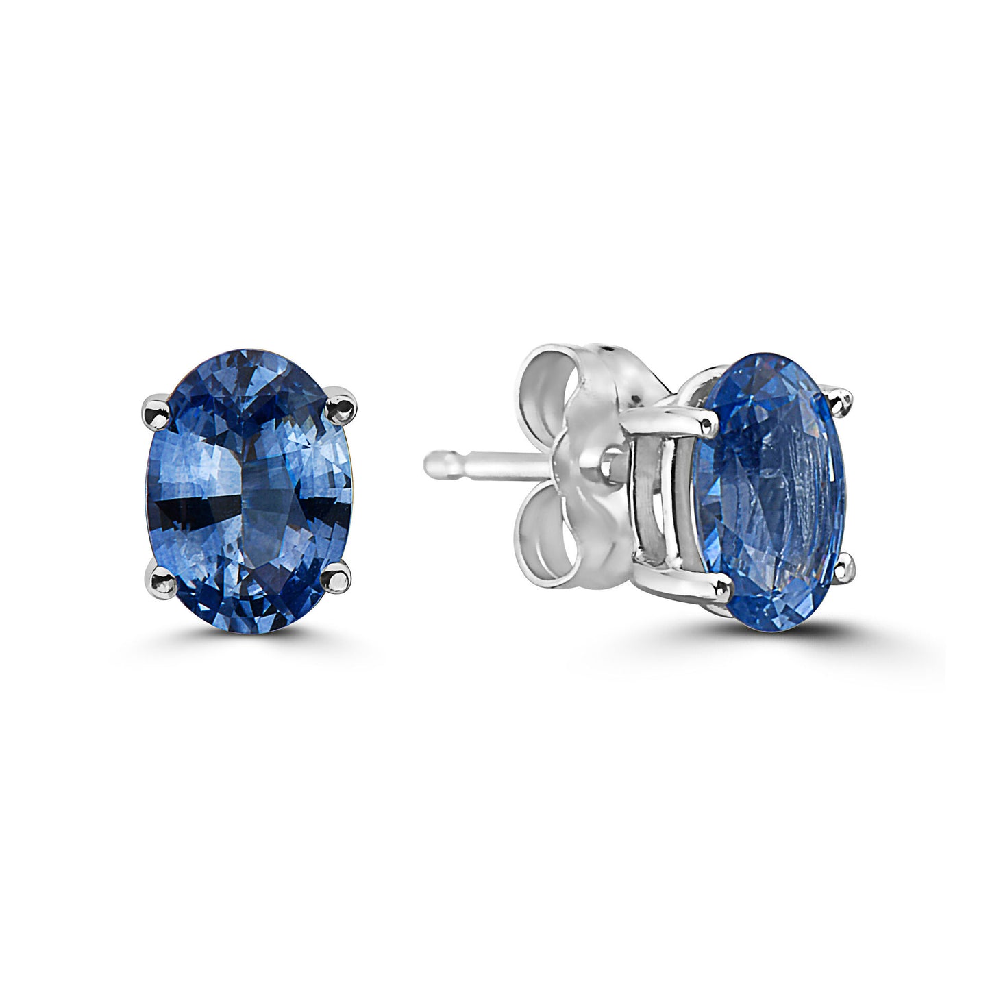 1 1/2 cts Blue Sapphire Earrings in 14K White Gold by Birthstone - BirthStone.com