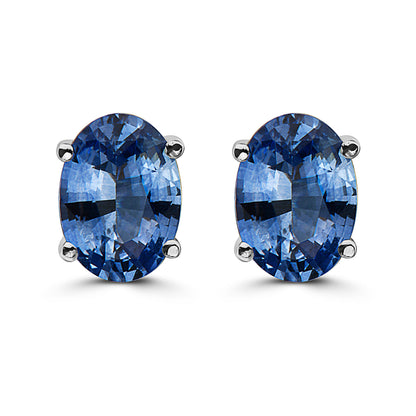 1 1/2 cts Blue Sapphire Earrings in 14K White Gold by Birthstone - BirthStone.com