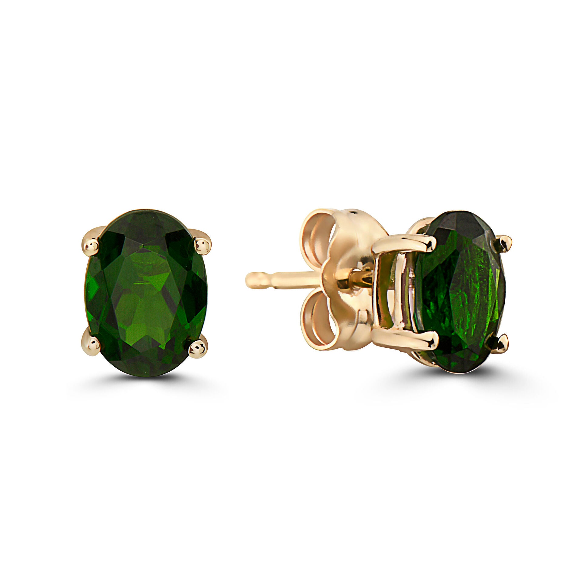 1 5/8 cts Green Chrom Diopside Earrings in 14K Yellow Gold by Birthstone - BirthStone.com