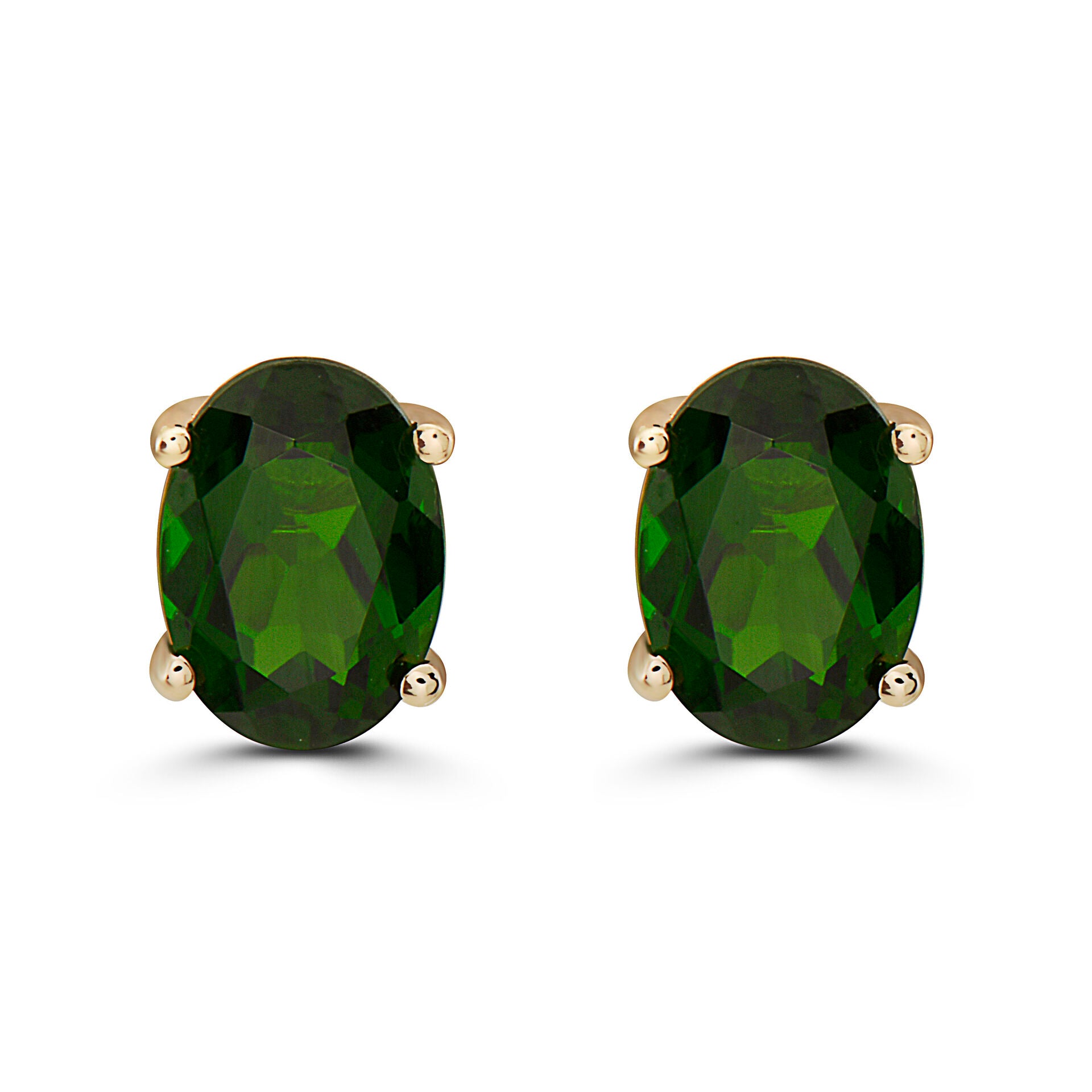 1 5/8 cts Green Chrom Diopside Earrings in 14K Yellow Gold by Birthstone - BirthStone.com